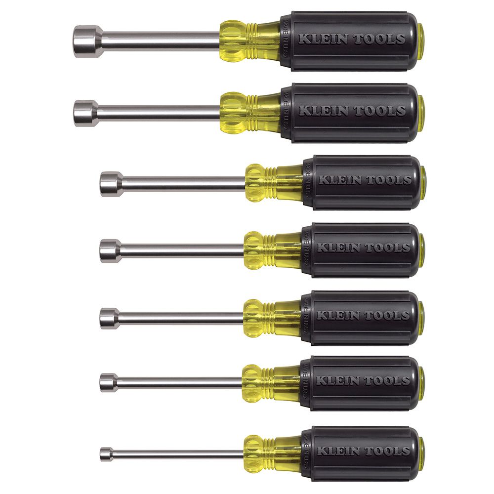 Klein Nut Driver Set, Magnetic Nut Drivers, 3-Inch Shaft, 7-Piece