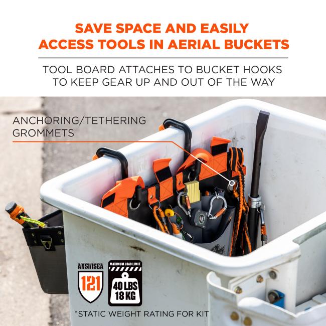 Bucket Truck Tool Bag with Locking Aerial Bucket Hooks Kit