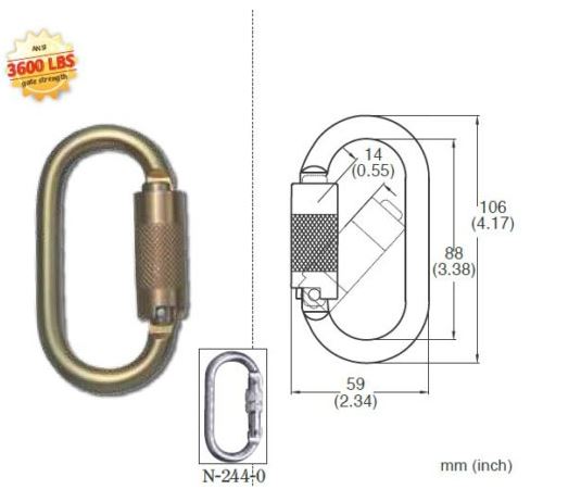 Steel Oval Carabiner Triple Action