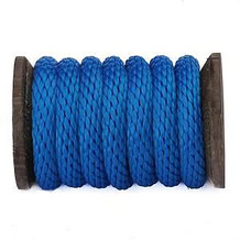 Polypropylene Multifilament Solid Braid (Derby Rope) - Solid Color -3/8" Blue