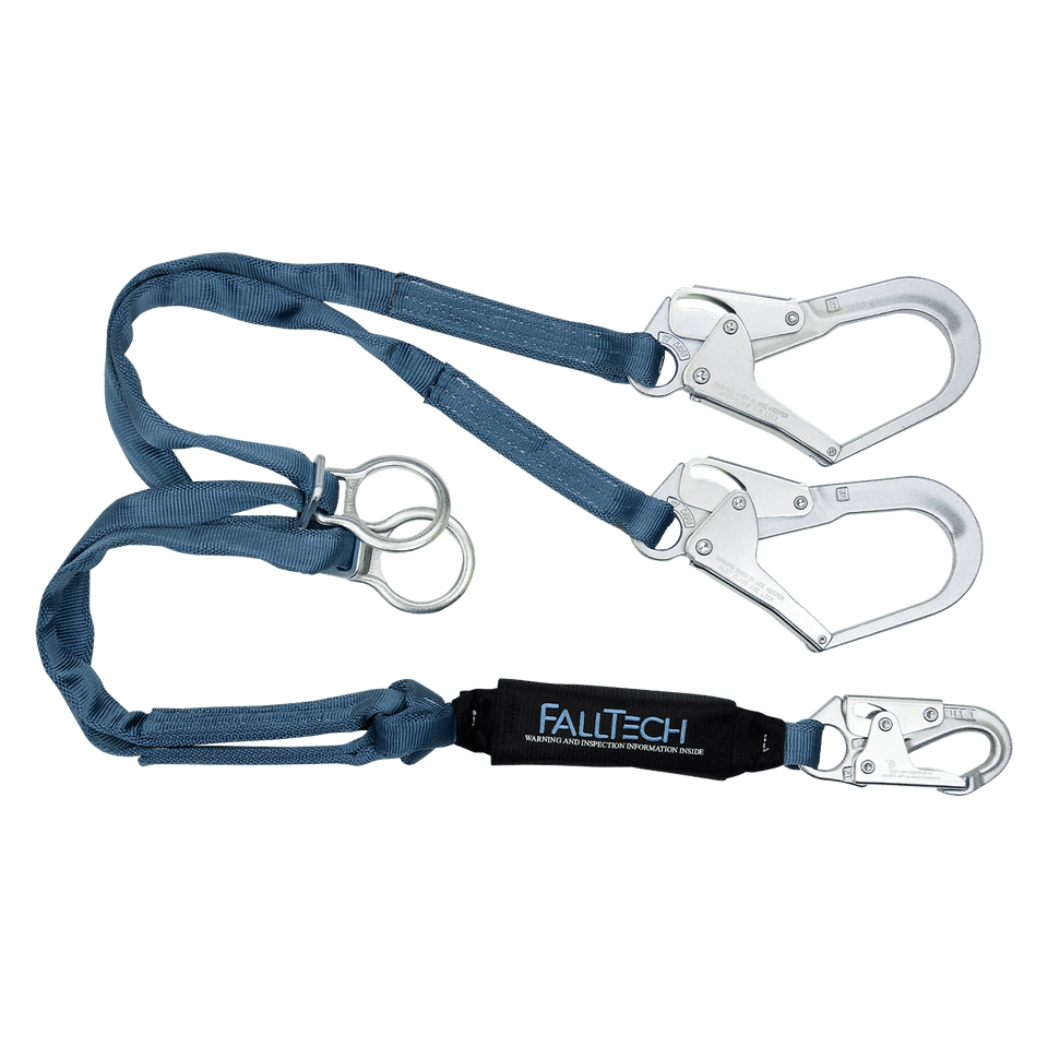 Falltech 6' ViewPack Tie-back Energy Absorbing Lanyard, Double-leg with Steel Connectors (CSA)