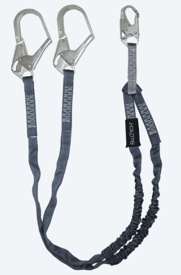 FallTech 6' Internal Energy Absorbing Lanyard, Double-leg with Steel Connectors