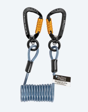 FallTech 2 lb Premium Tool Tether with Stretch Coil Coated Wire and Dual Swivel Aluminum Carabiners