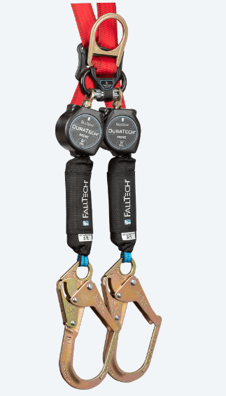 FallTech 6' DuraTech Mini Class 1 Personal SRL-P with Narrow Nose Steel Rebar Hooks, Includes Steel Dorsal Connecting Carabiner