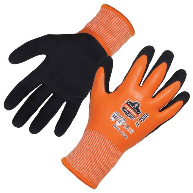 Ergodyne ProFlex 7551 Coated Cut-Resistant Winter Work Gloves - ANSI/ISEA 105-2016 A5, EN 388: 4X43E, Waterproof