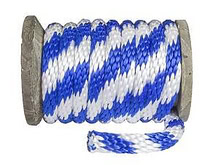 Polypropylene Multifilament Solid Braid (Derby Rope) - Multi Color -3/8" Blue and White