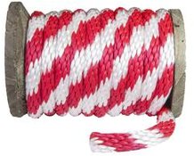 Polypropylene Multifilament Solid Braid (Derby Rope) - Multi Color -1/4" Red and White