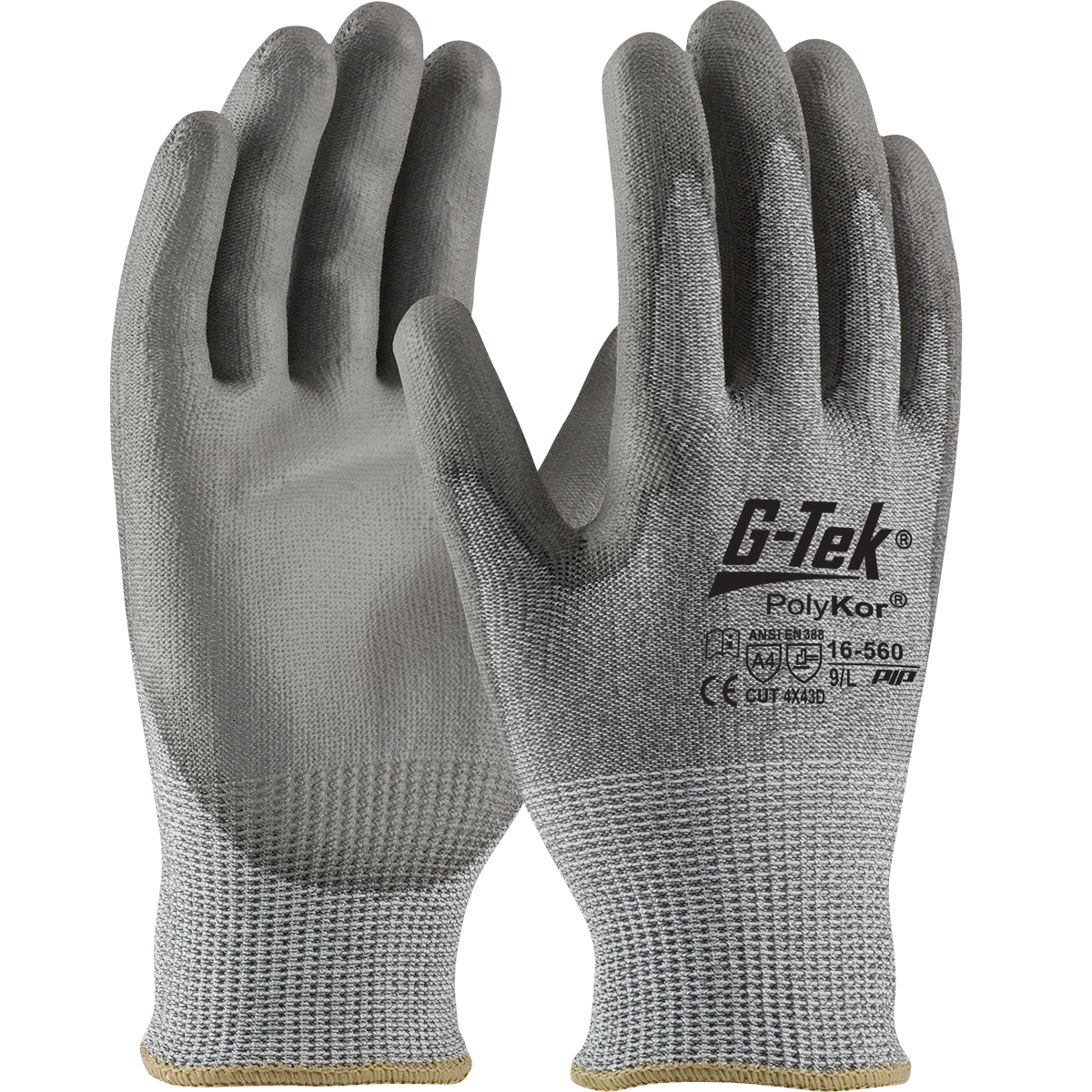 PIP G-Tek PolyKor Seamless Knit PolyKor® Blended Glove with Polyurethane Coated Flat Grip on Palm & Fingers