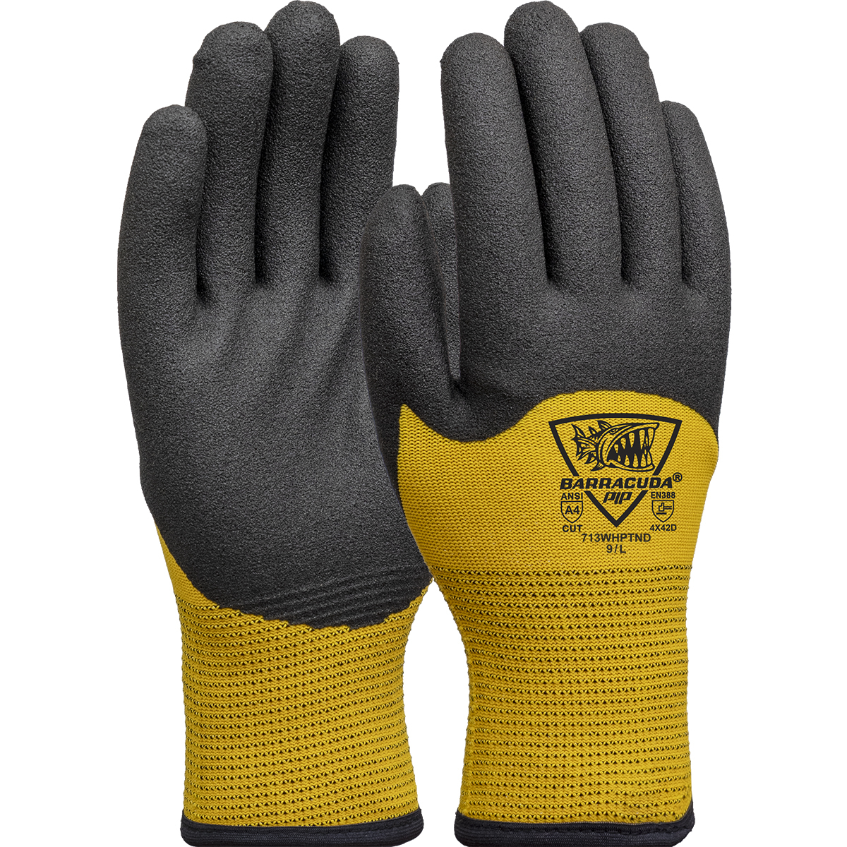 PIP Barracuda Seamless Knit HPPE/Nylon Glove with Acrylic Lining and PVC Foam Grip on Palm, Fingers &