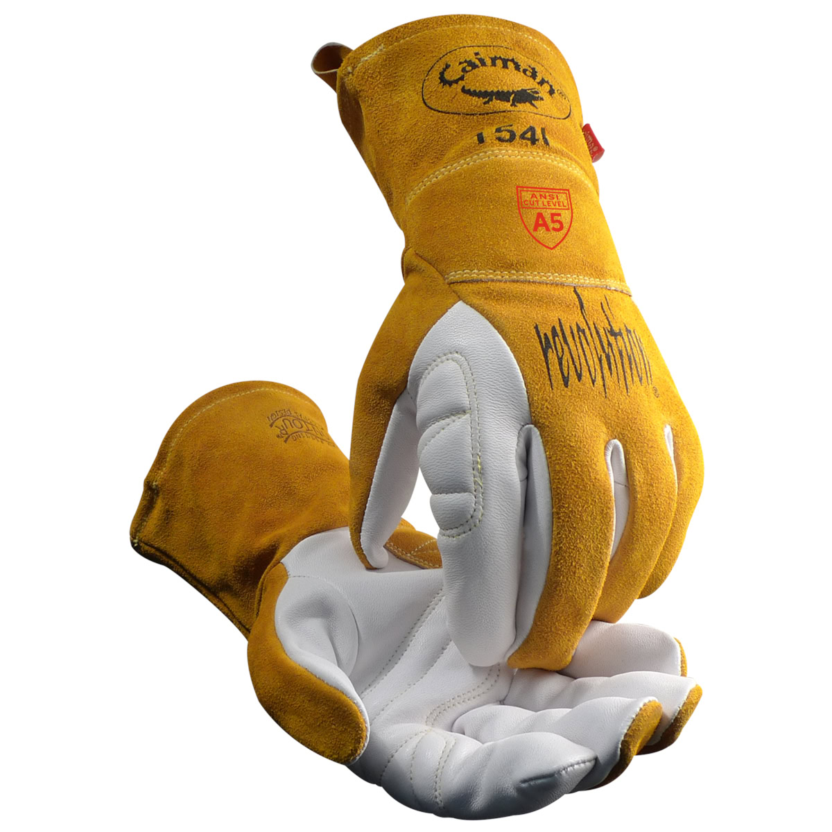 PIP Caiman Premium Goat Grain TIG/Multi-Task Welder's Glove with Split Cowhide Back and Para-Aramid Cut Lining