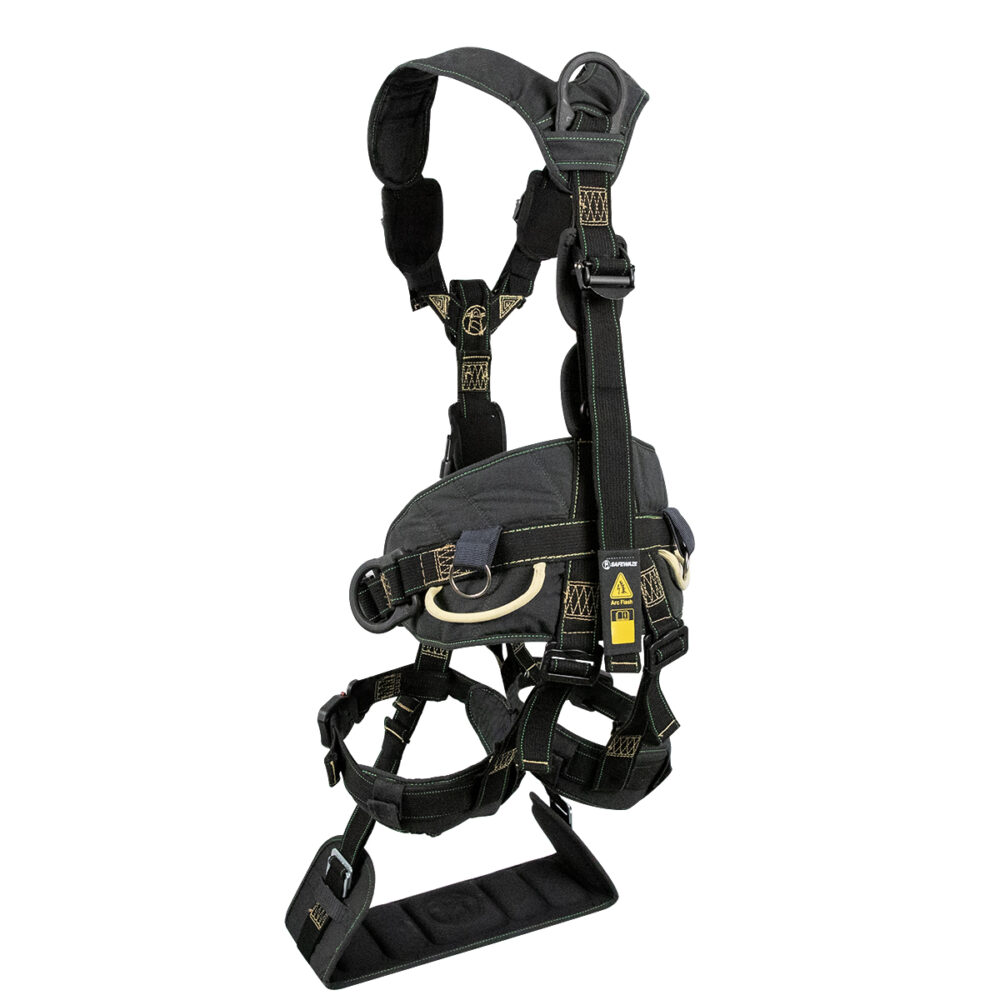 Safewaze Arc Flash Wind & Tower Harness: 5D, Removable Seat, QC Legs