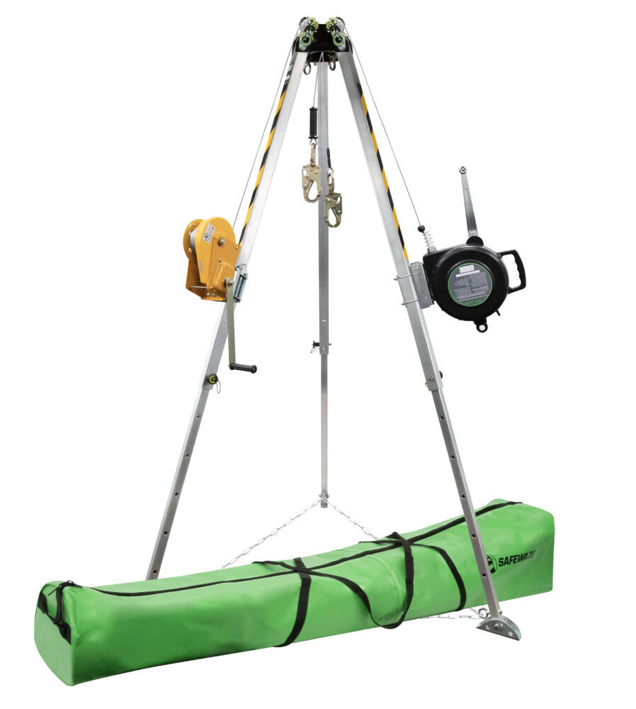 Safewaze 7′ Adjustable Tripod Kit, 65′ Material Winch, 65′ 3-Way