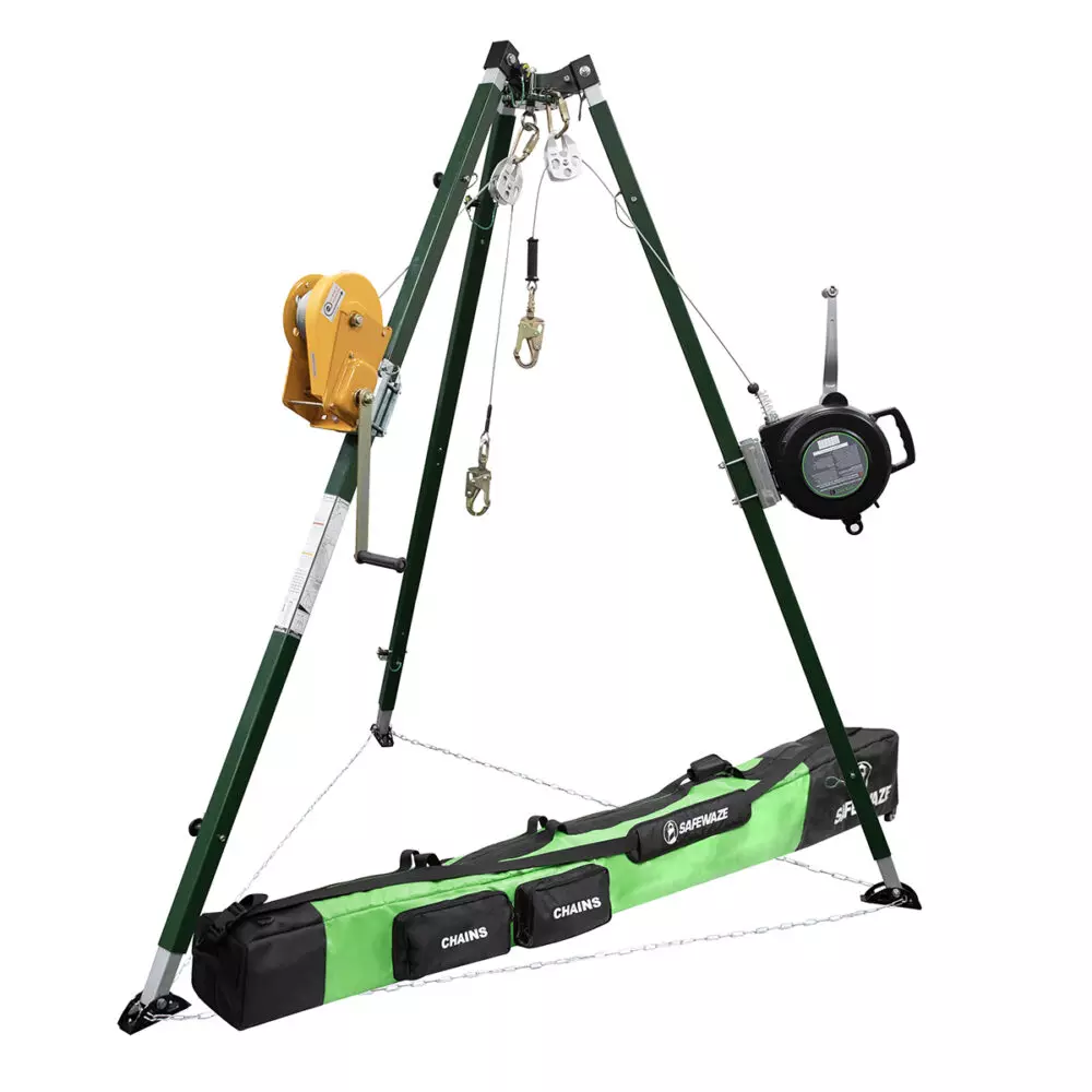 Safewaze 10′ Tech Tripod Kit: 65′ Material Winch, 65′ 3-Way