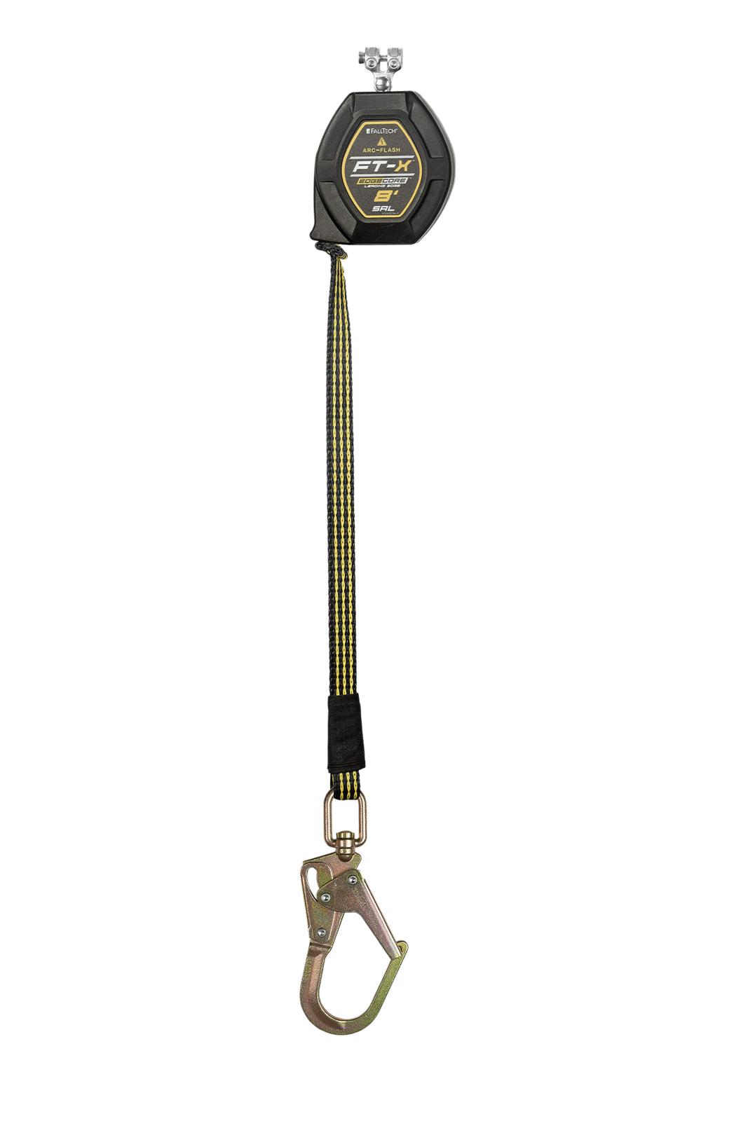 FallTech 8' FT-X EdgeCore Arc Flash Class 2 Leading Edge Personal SRL-P, Replacement-leg with Steel Mini Swivel Rebar Hook with SpeedLink