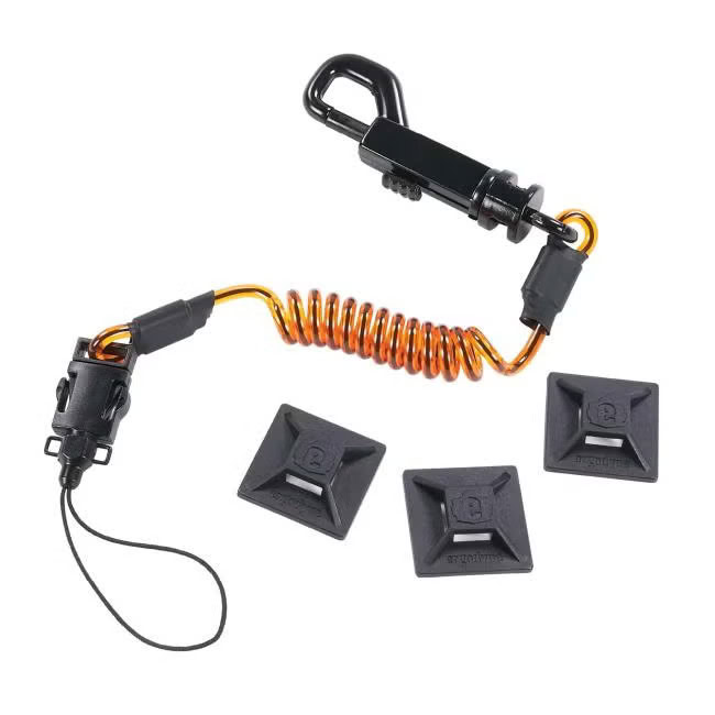 Ergodyne Squids 3151 Coil Lanyard Swivel Hook & Detachable Loop plus Mini Adhesive Mount