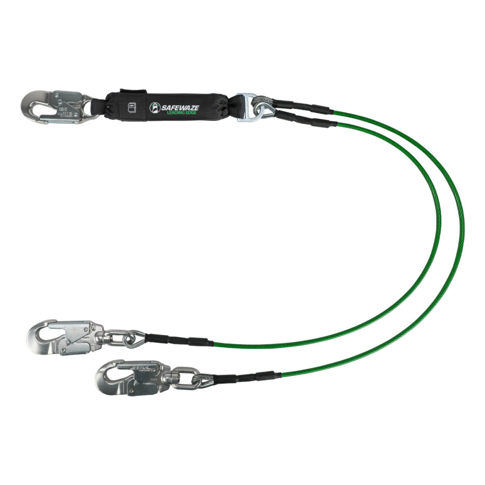 Safewaze Leading Edge 6′ Energy Absorbing Lanyard: Dual Leg, Alu Swivel Snap Hooks
