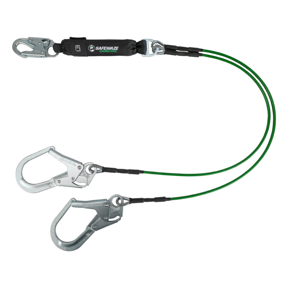 Safewaze Leading Edge 6′ Energy Absorbing Lanyard: Dual Leg, Rebar Hooks