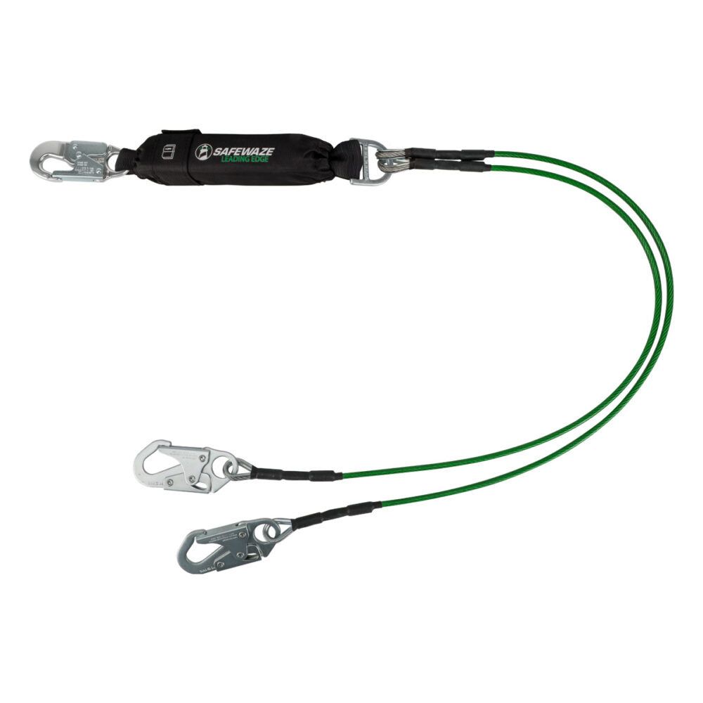 Safewaze Leading Edge 6′ Energy Absorbing Lanyard: Dual Leg, Snap Hooks