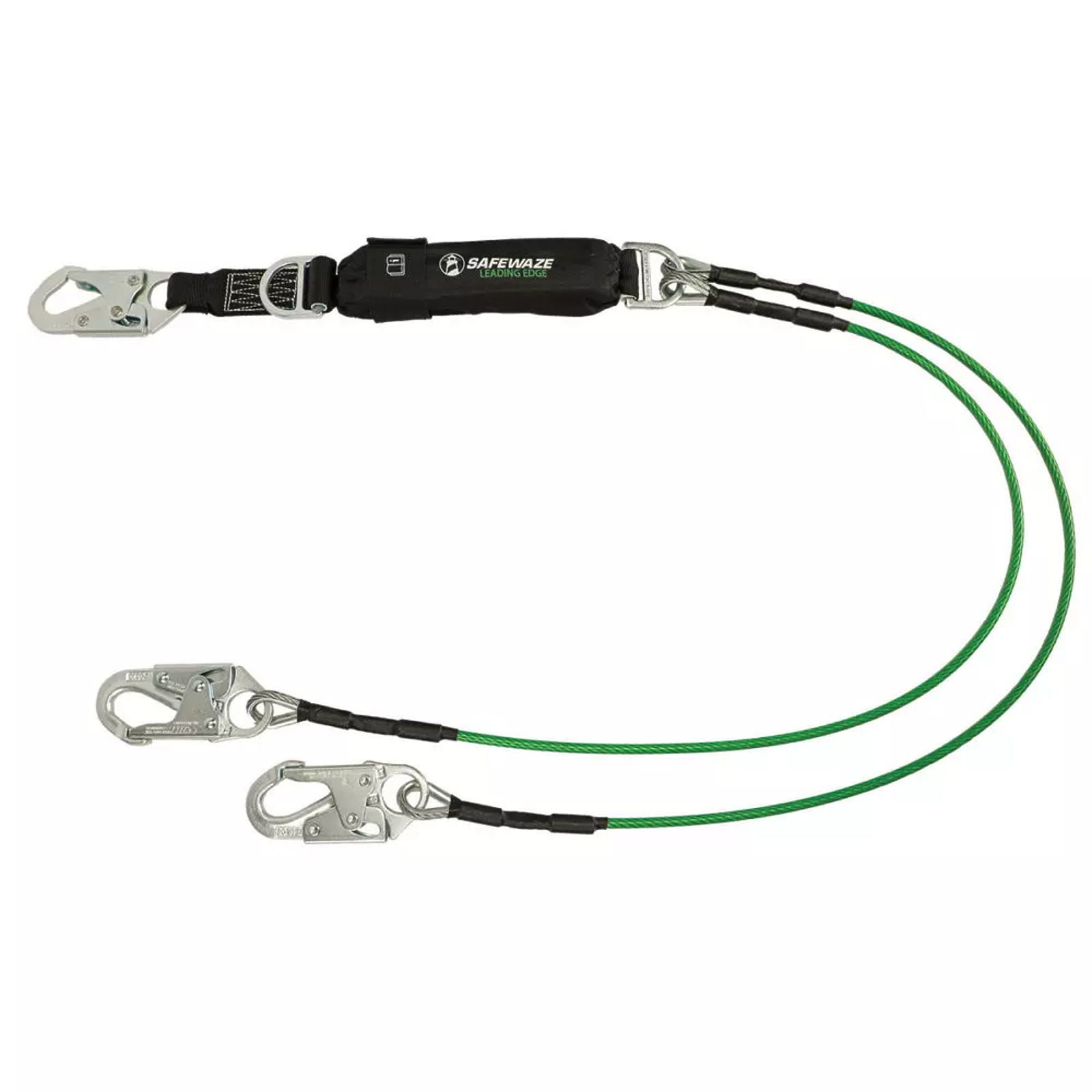 Safewaze Leading Edge 6′ Energy Absorbing Lanyard: D-Ring, Dual Leg, Snap Hooks