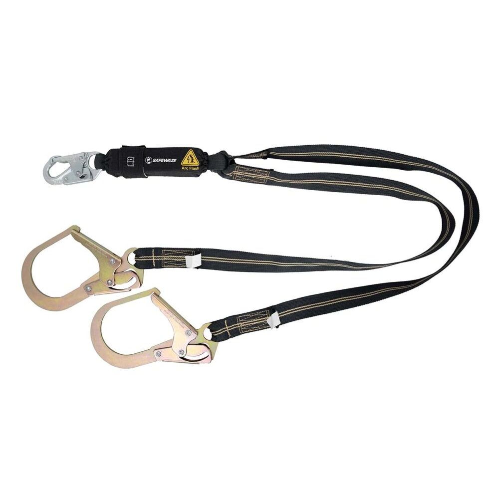 Safewaze Arc Flash 6′ Energy Absorbing Lanyard: 12’FF, Aramid, Dual Leg, Tower Rebar Hook