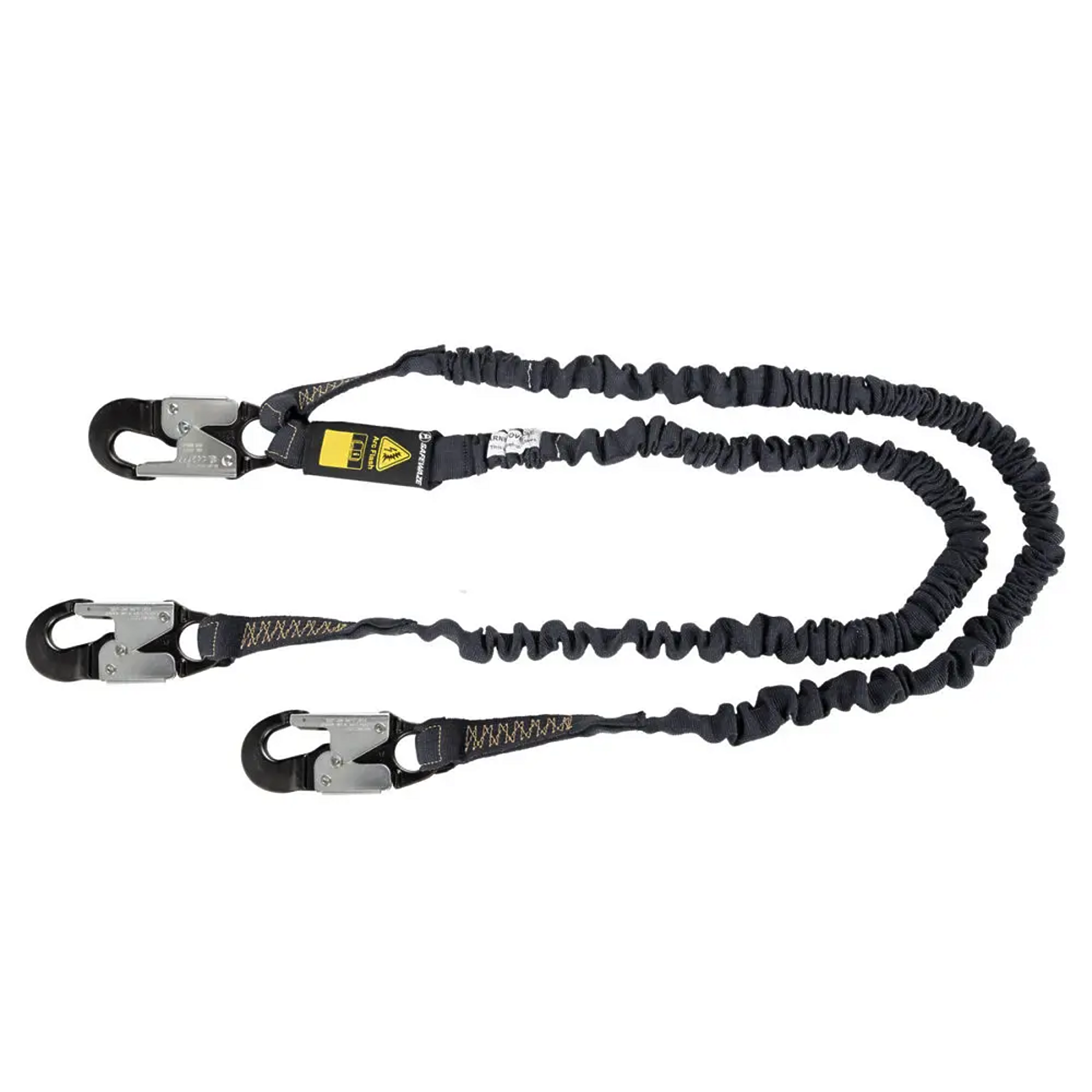 Safewaze Arc Flash 6′ Internal Energy Absorbing Lanyard: Aramid, Dual Leg, Alu Snap Hooks
