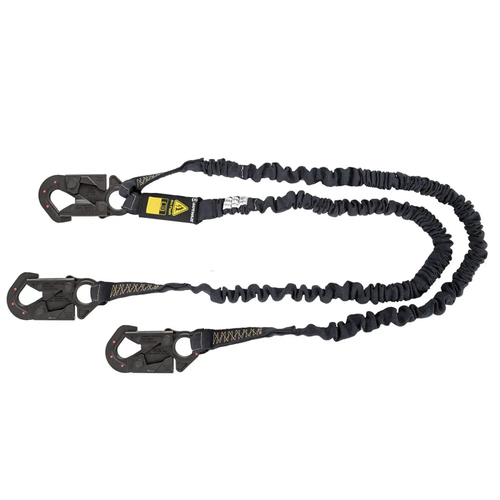 Safewaze Arc Flash 6′ Internal Energy Absorbing Lanyard: Aramid, Dual Leg, Dielectric Snap Hooks