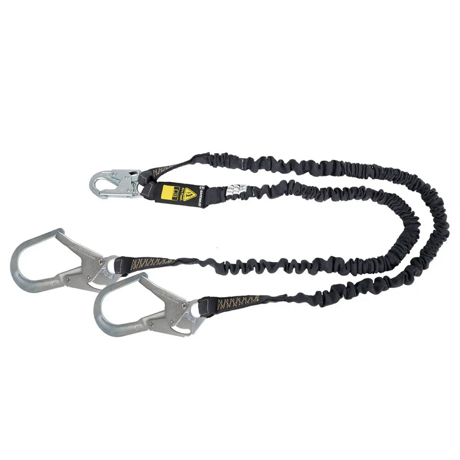 Safewaze Arc Flash 6′ Internal Energy Absorbing Lanyard: Aramid, Dual Leg, Rebar Hooks