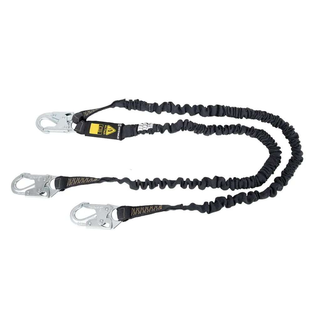Safewaze Arc Flash 6′ Internal Energy Absorbing Lanyard: Aramid, Dual Leg, Snap Hooks