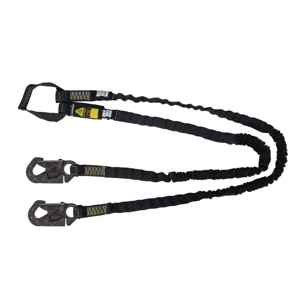 Safewaze Arc Flash 6′ Internal Energy Absorbing Lanyard: Aramid, Dual Leg, Soft Loop, Dielectric Snap Hook
