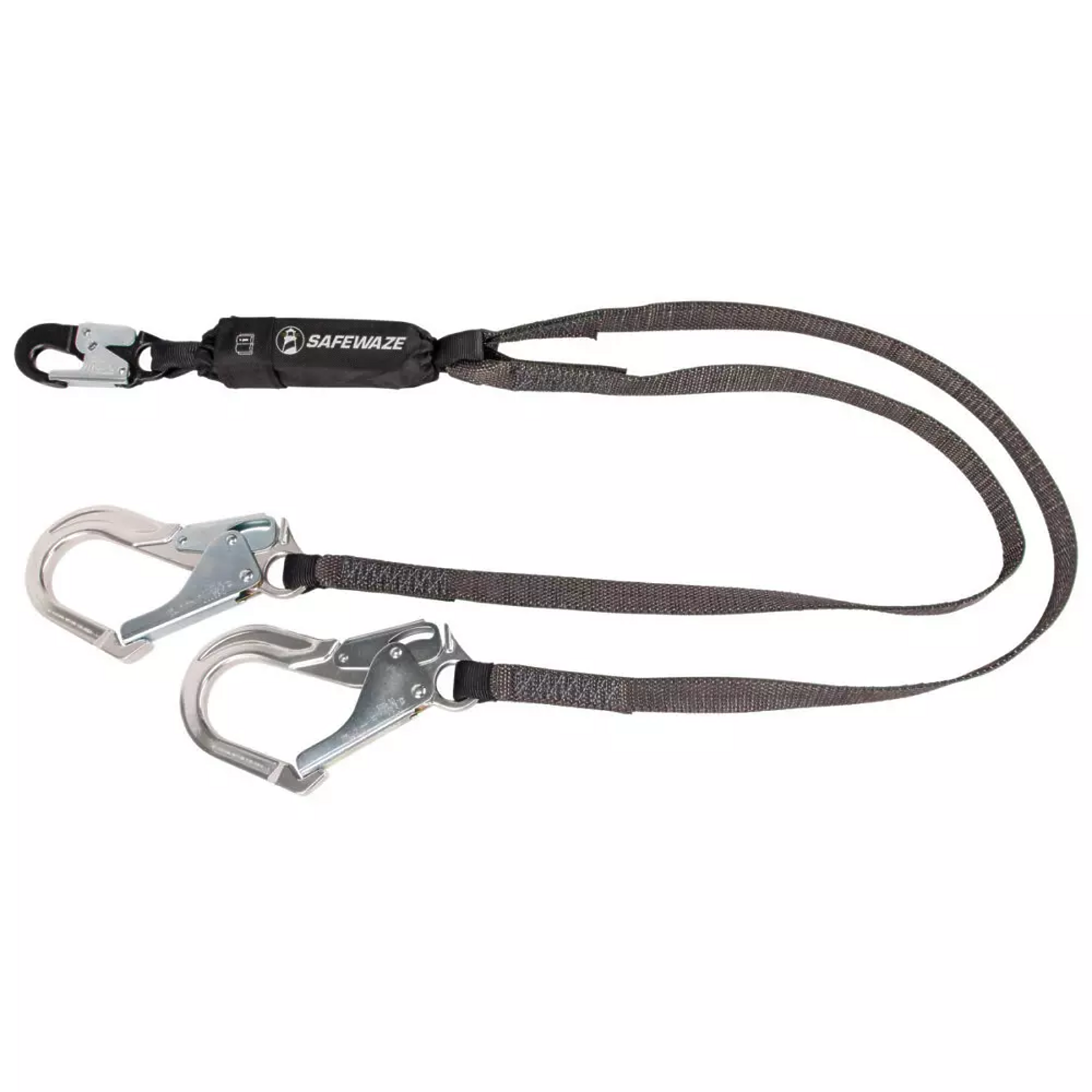 Safewaze Heavyweight 6′ Energy Absorbing Lanyard: Dual Leg, Alu Rebar Hooks