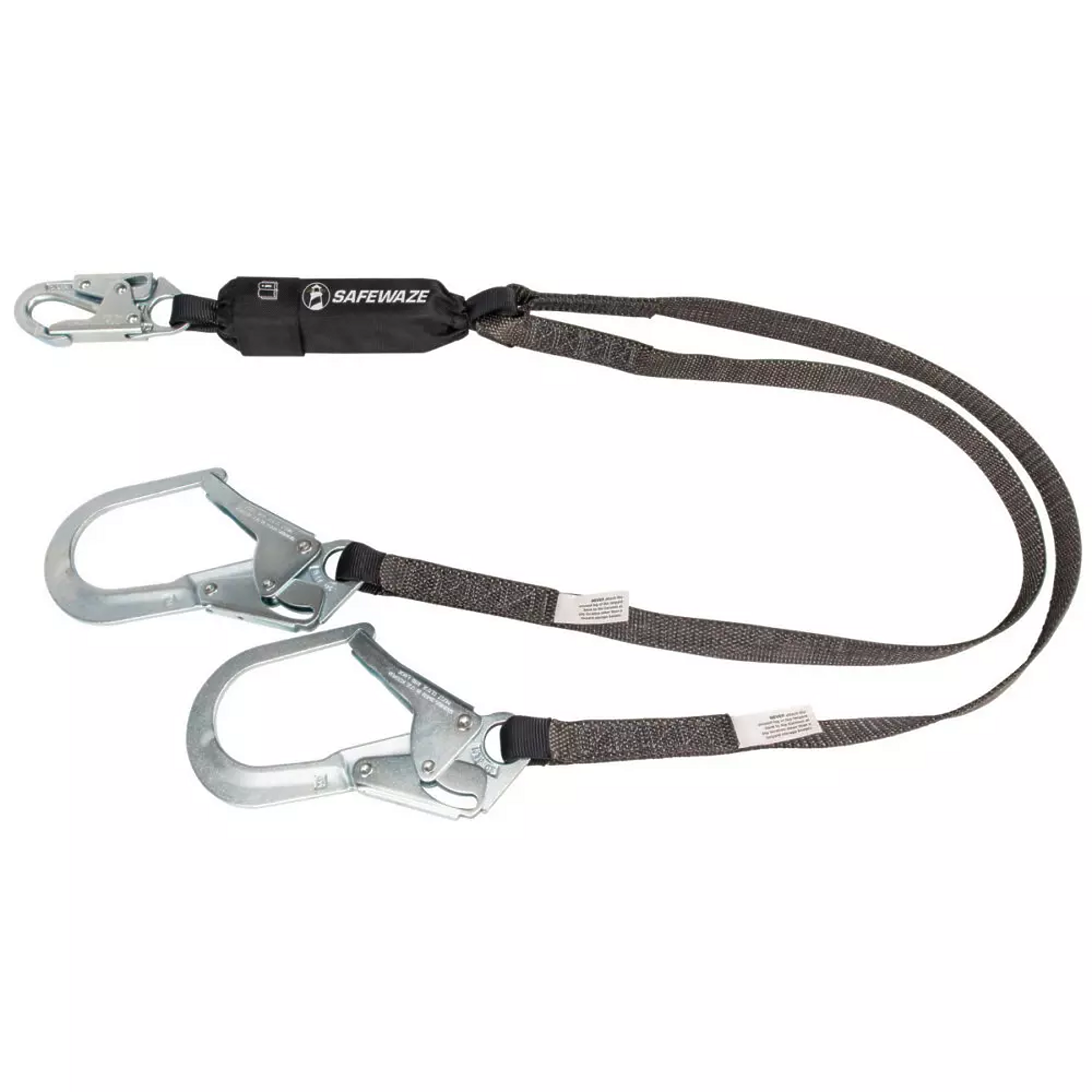 Safewaze Heavyweight 6′ Energy Absorbing Lanyard: Dual Leg, Rebar Hooks