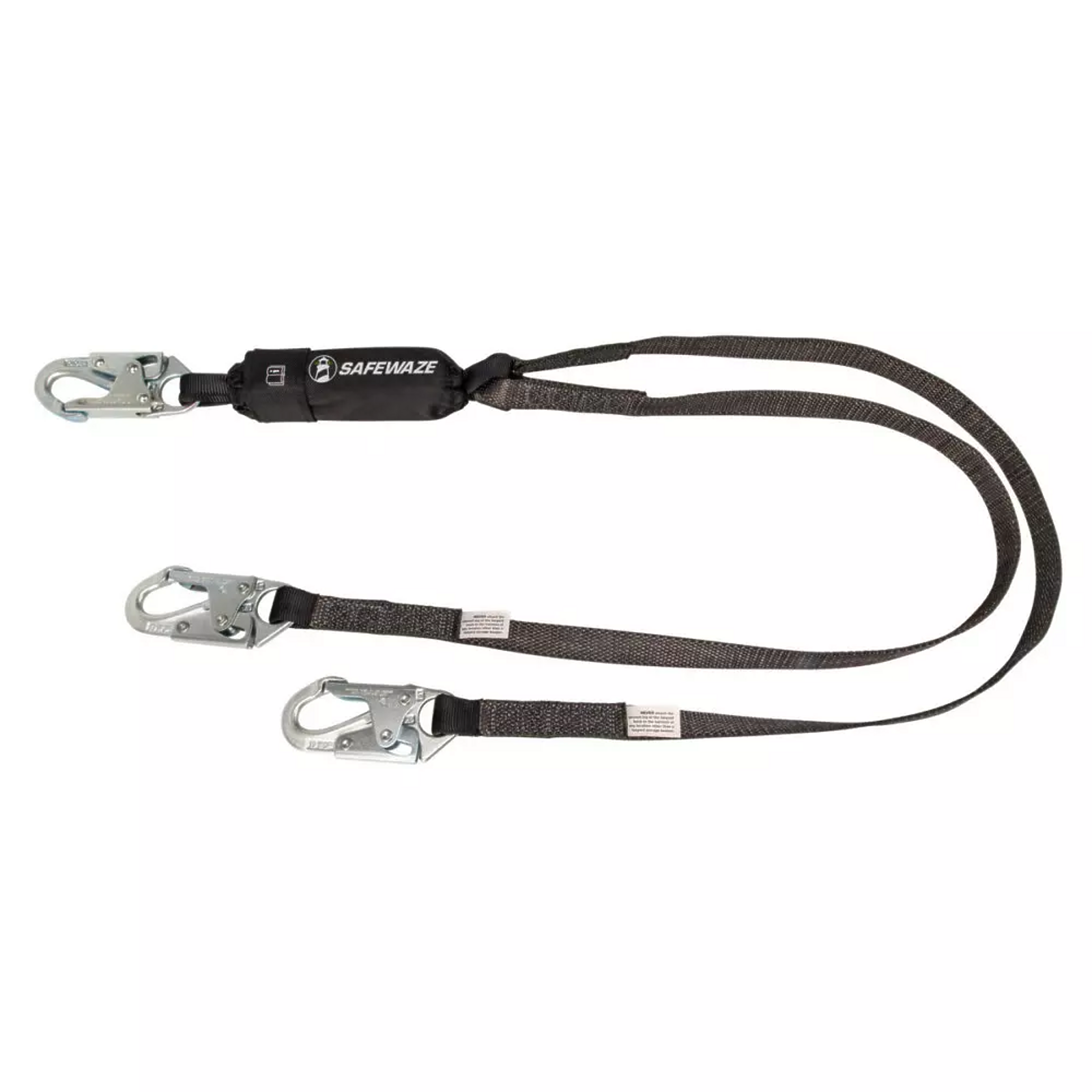 Safewaze Heavyweight 6′ Energy Absorbing Lanyard: Dual Leg, Snap Hooks
