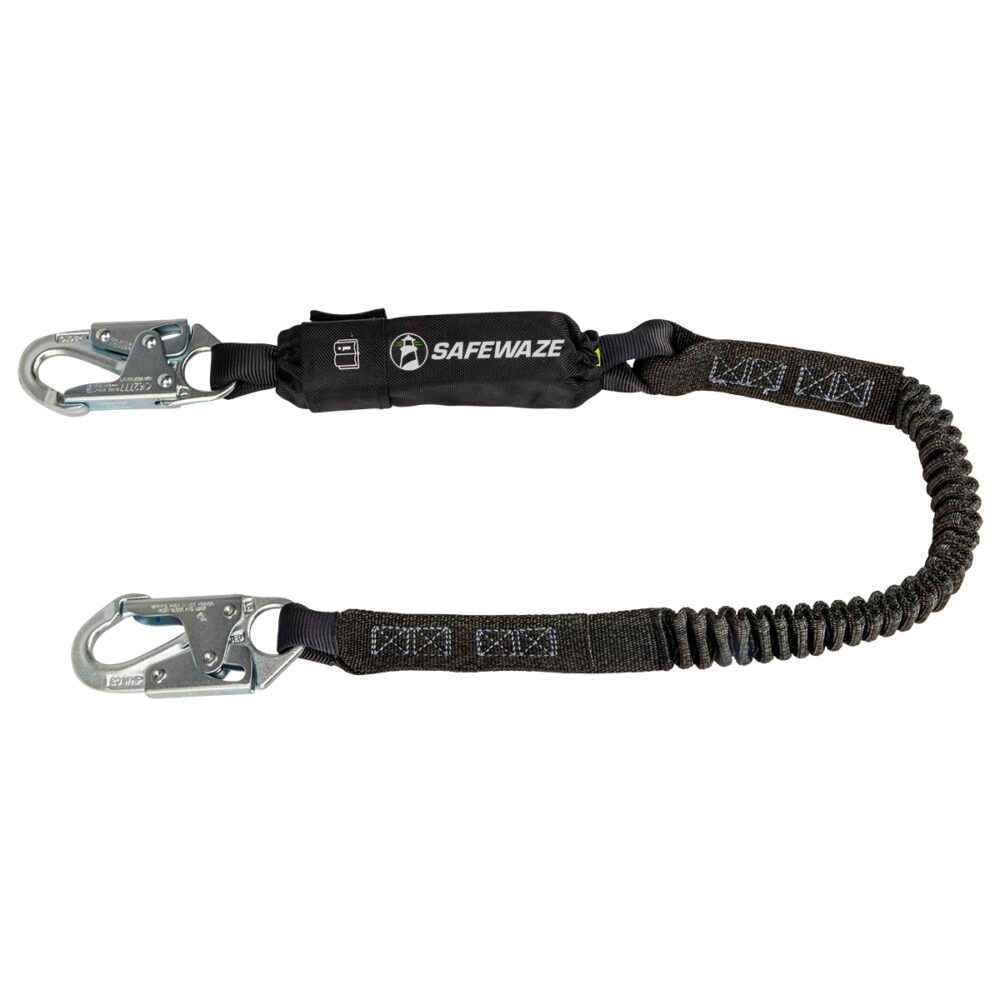 Safewaze PRO 6′ Stretch Energy Absorbing Lanyard: 12′ FF, Snap Hook