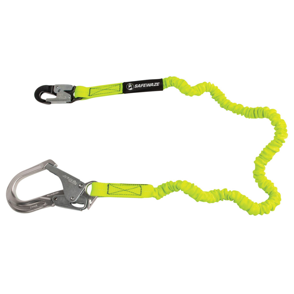 Safewaze PRO 6′ Stretch Internal Energy Absorbing Lanyard: Alu Rebar Hook