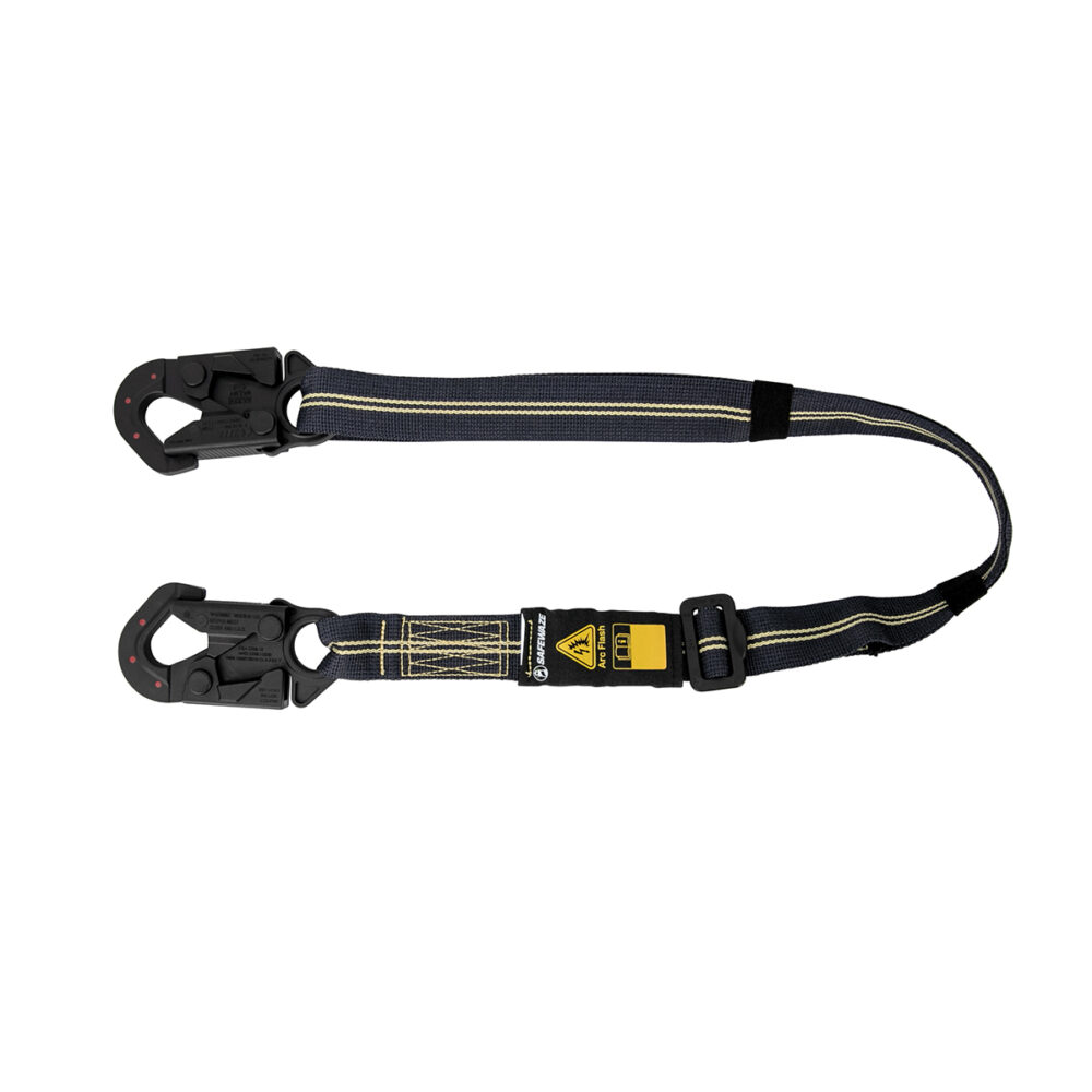 Safewaze Arc Flash 4′-6′ Adjustable Web Restraint Lanyard: Aramid, DE Snap Hooks