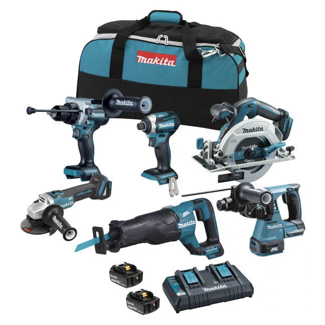 Makita 18V LXT Brushless 6 Tool Combo Kit, 5.0Ah x2