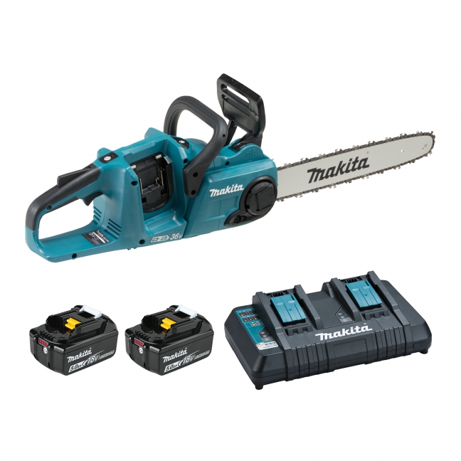Makita 36V(18Vx2) LXT Brushless 16" Rear Handle Chainsaw, 5.0Ah x2Kit