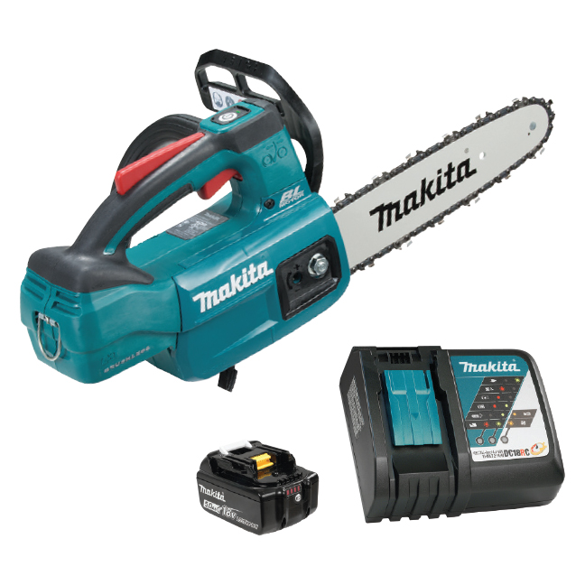 Makita 18V LXT Brushless 10" Top Handle Chainsaw, 5.0Ah x1Kit