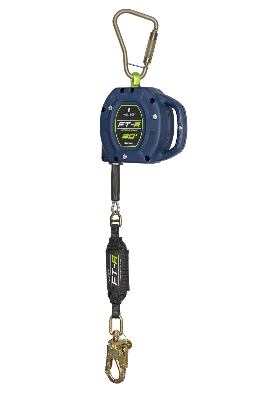 Falltech FT-R Class 2 Leading Edge SRL with 20' Galvanized Steel Cable, 420 lb max., with Large Carabiner (ANSI/CSA)