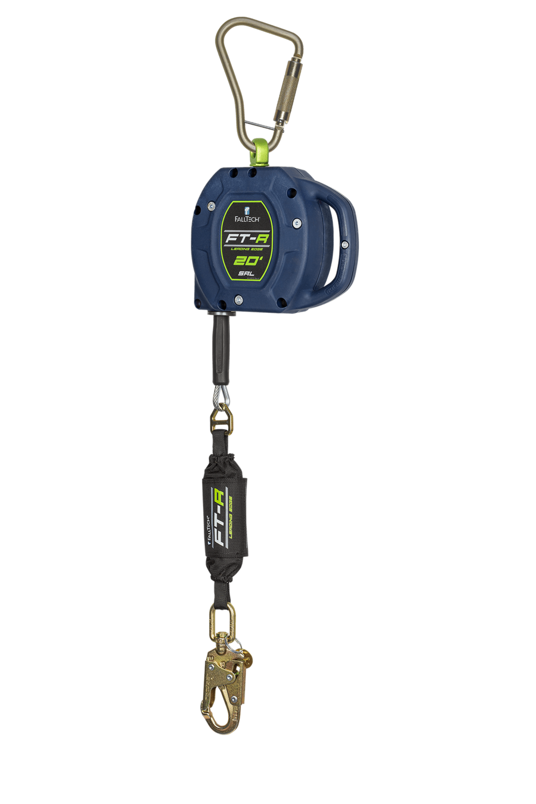 Falltech FT-R Class 2 Leading Edge SRL with 20' Galvanized Steel Cable, 420 lb max., with Large Carabiner (ANSI/CSA)