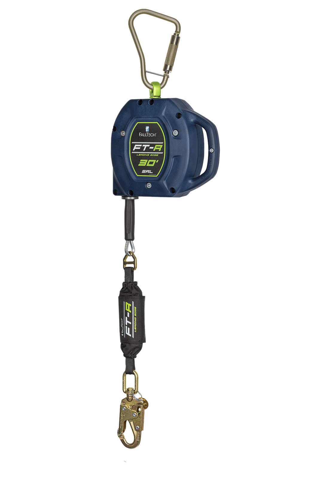 Falltech FT-R Class 2 FT-R Class 2 Leading Edge SRL with 30' Galvanized Steel Cable, 420 lb max., with Large Carabiner (ANSI/CSA)
