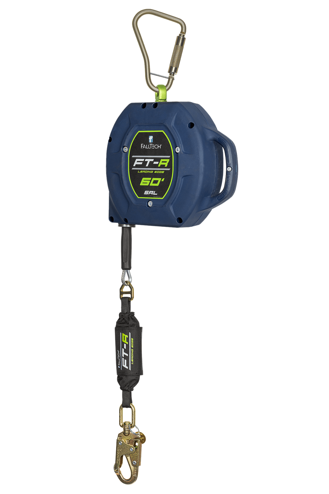 Falltech FT-R Class 2 Leading Edge SRL with 60' Galvanized Steel Cable, 420 lb max., with Large Carabiner (ANSI/CSA)
