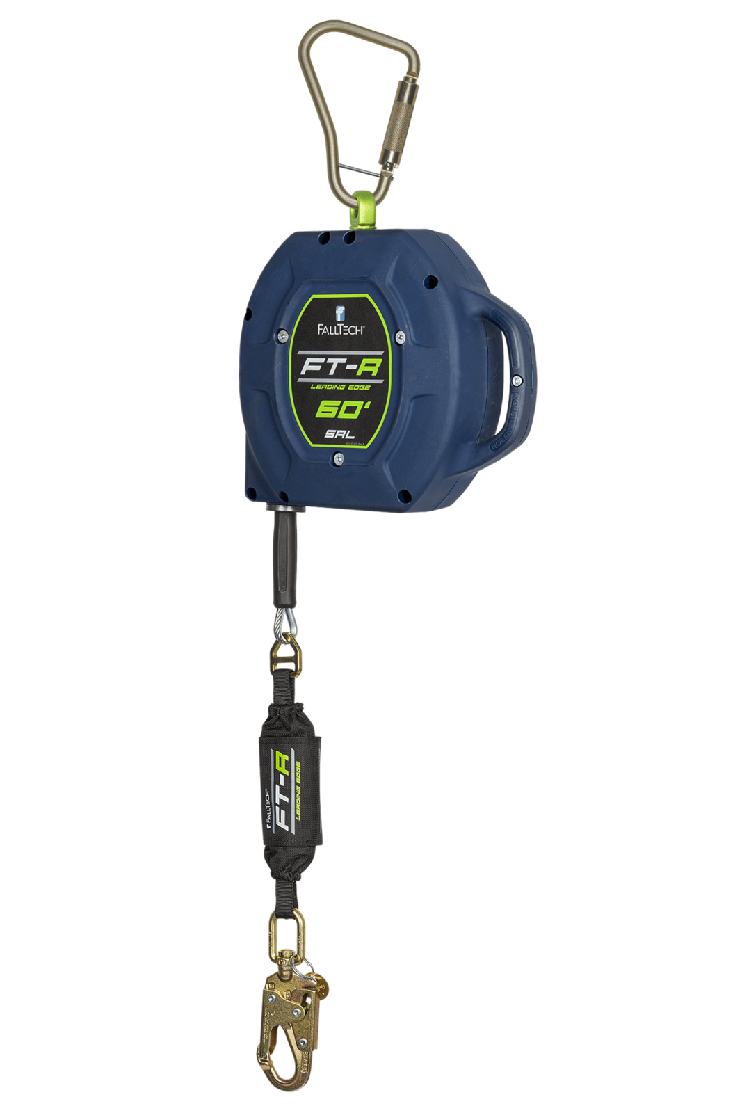 Falltech FT-R Class 2 Leading Edge SRL with 60' Galvanized Steel Cable, 420 lb max., with Large Carabiner (ANSI/CSA)
