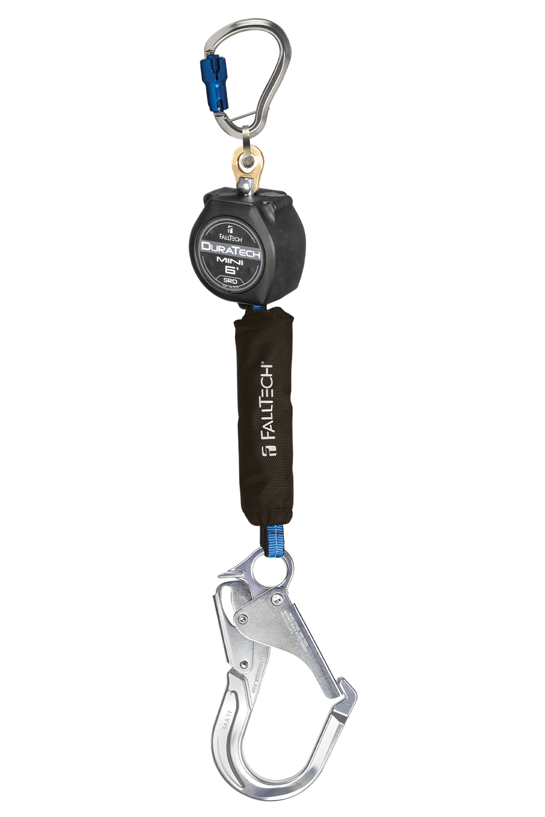 Falltech 6' DuraTech Mini Class 1 Personal SRL-P with Aluminum Rebar Hook, Includes Aluminum Dorsal Connecting Carabiner (ANSI)
