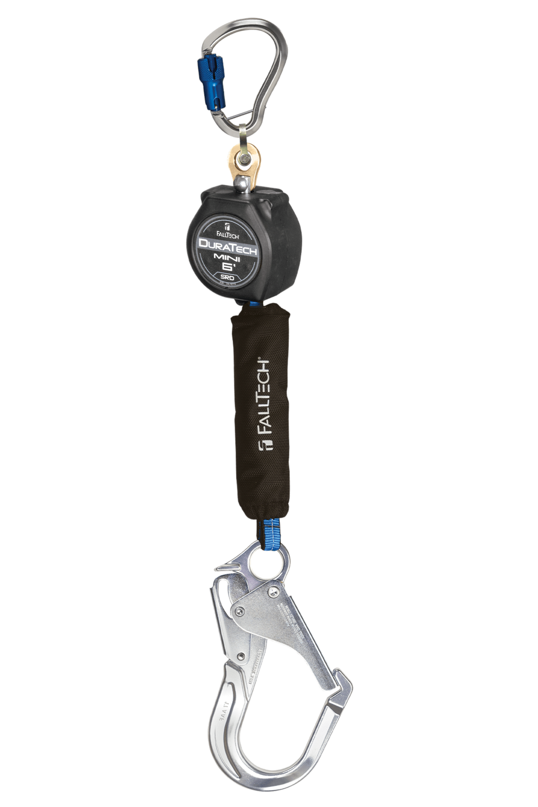 Falltech 6' DuraTech Mini Class 1 Personal SRL-P with Aluminum Rebar Hook, Includes Aluminum Dorsal Connecting Carabiner (ANSI)