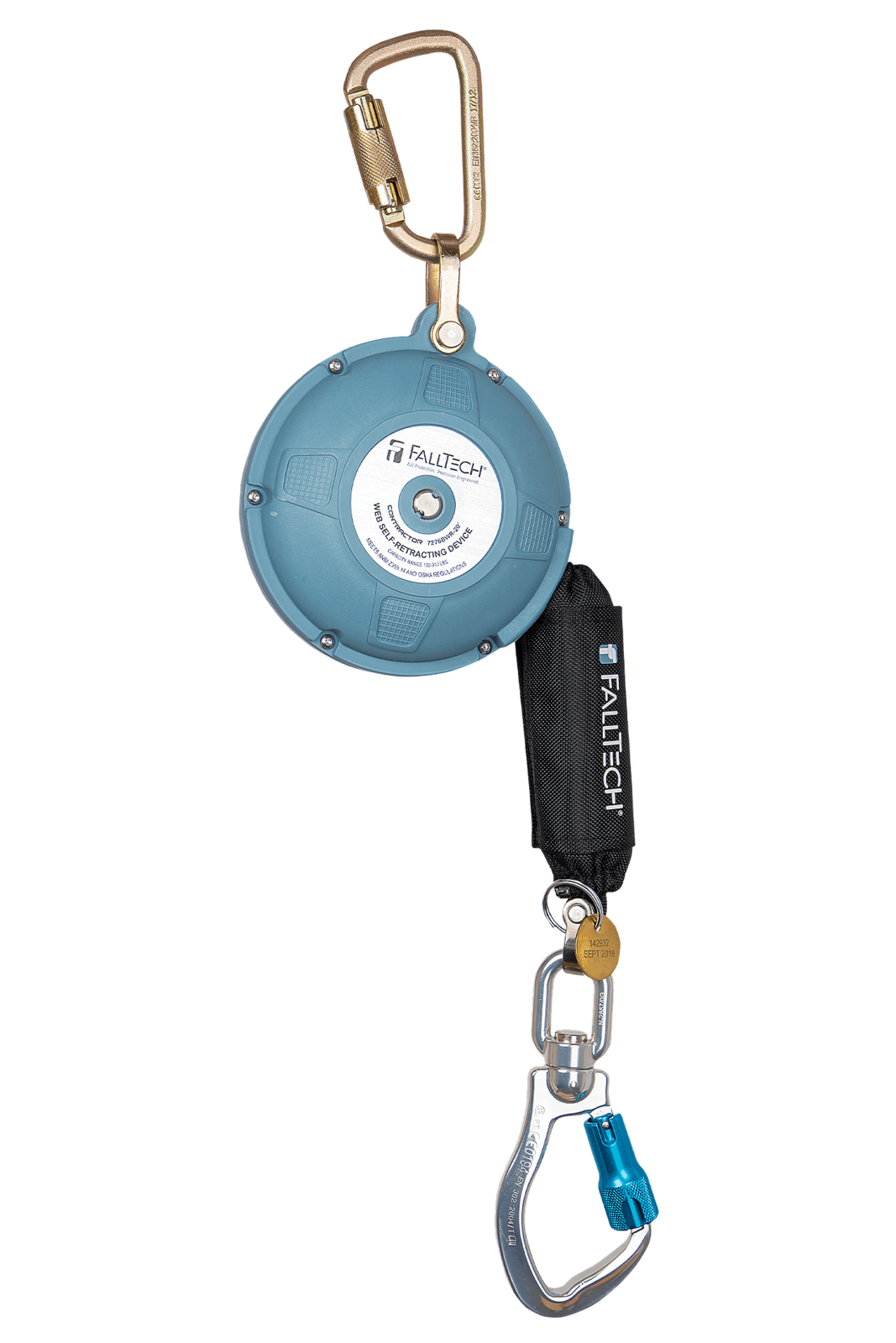 Falltech 20' Contractor Web Class 1 SRL with Swivel Aluminum Carabiner (ANSI)