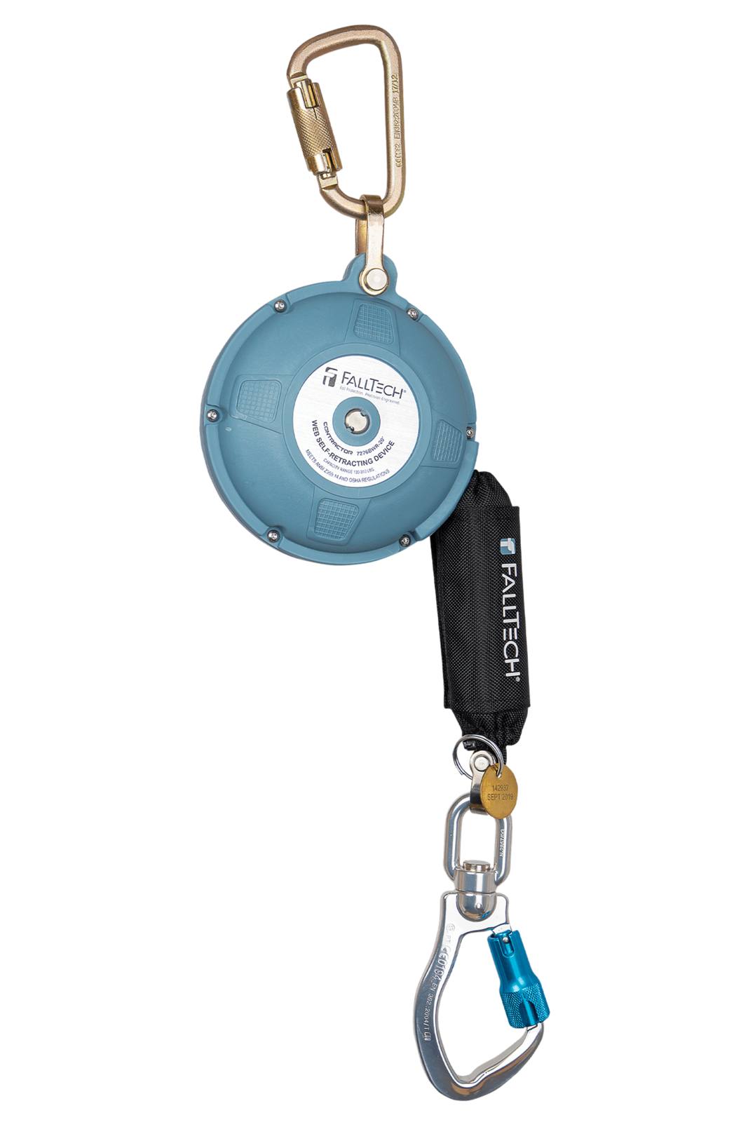 Falltech 20' Contractor Web Class 1 SRL with Swivel Aluminum Carabiner (ANSI)