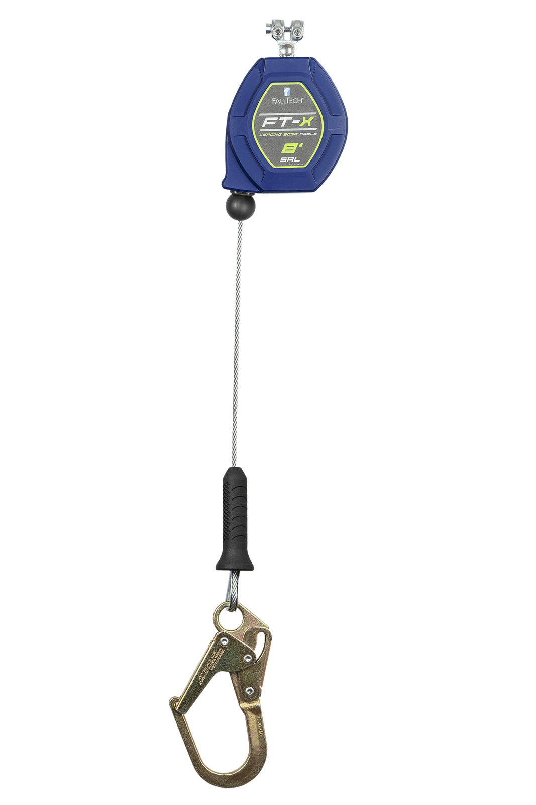 Falltech 8' FT-X Cable Class 2 Leading Edge Personal SRL-P, Replacement-leg with Steel Mini Rebar Hooks with SpeedLink (ANSI/CSA)