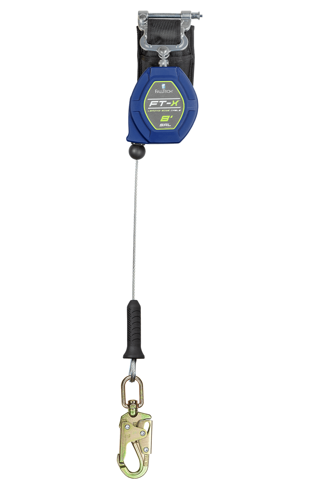 Falltech 8' FT-X Cable Class 2 Leading Edge Personal SRL-P, Single-leg with Steel Swivel Snap Hook (ANSI/CSA)