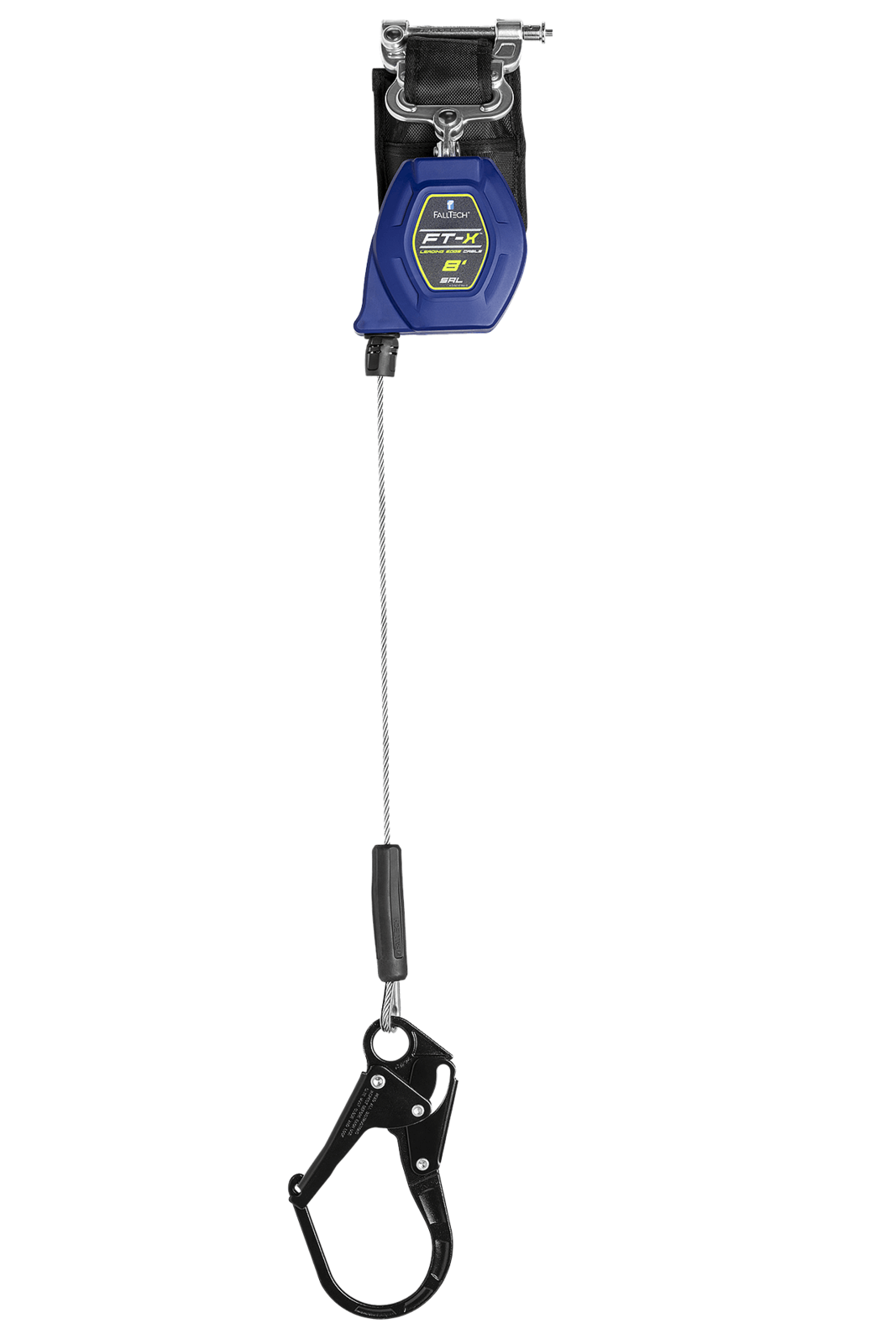Falltech 8' FT-X Cable Class 2 Leading Edge Personal SRL-P, Single-leg with Steel Rebar Hook (ANSI/CSA)
